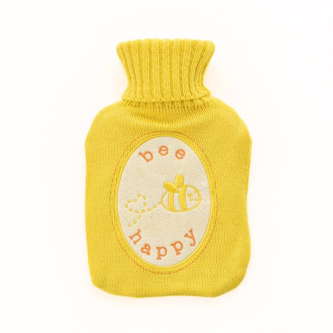 Love Life Hot Water Bottle with Cover - Bee Happy