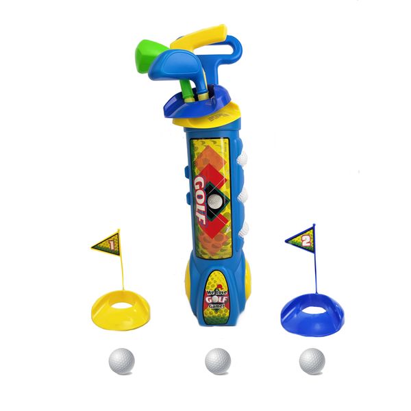 Sumac Children's Portable Mini Golf Play Set - Safe Non-Toxic Toddler Golf Game with 3 Clubs, Balls, and Trolley - Birthday Christmas for Boys and Girls