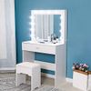 Vanity Set with Lighted Mirror, Makeup Vanity Dressing Table (12 Cool LED Bulbs)