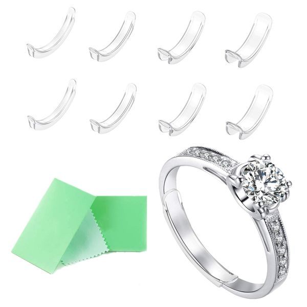 Invisible Ring Size Adjuster for Loose Rings Ring Adjuster Sizer Fit Thin Rings with Jewelry Polishing Cloth