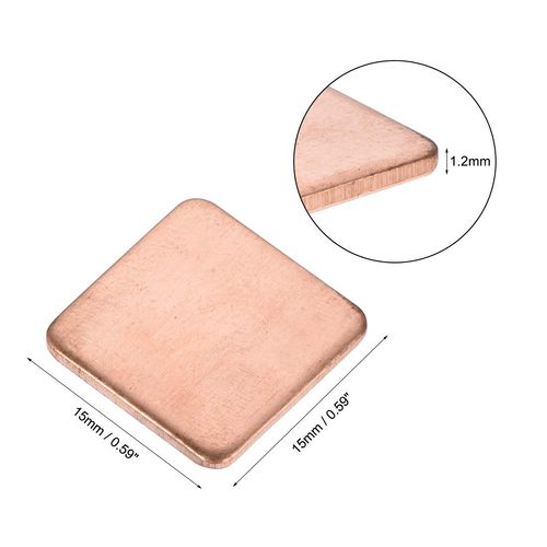 uxcell Flat IC Chipset Thermal Copper Heatsink for CPU GPU 15 x 15 x 1.2mm 10pcs