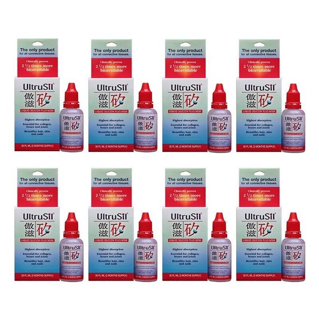 8 BOTTLEs UltruSil 30ml Liquid Silicon Plus MSM Supplement by Auspicious Group