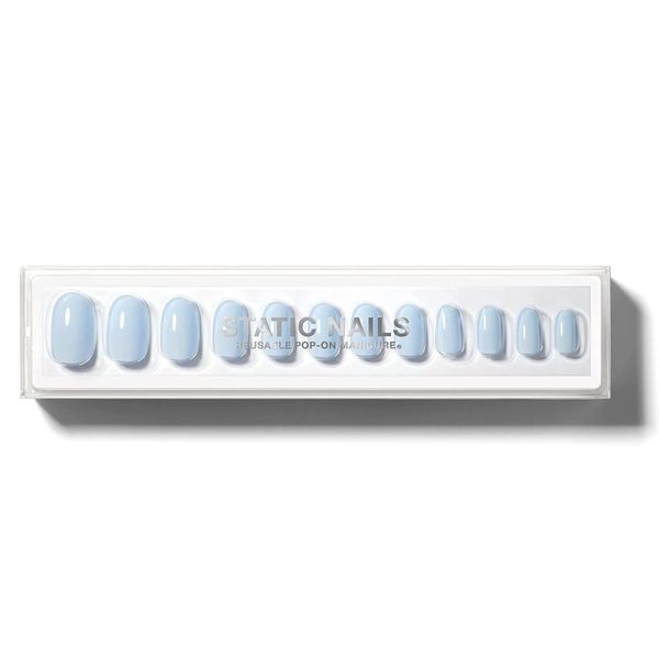 Static Nails Reusable Pop-On Manicure Set, Non-Damaging Glue-On Nails (Vanilla Clouds Coffin) - False Nails with Static Nail Glue, Nail Set, Fake Acrylic Press On Nails