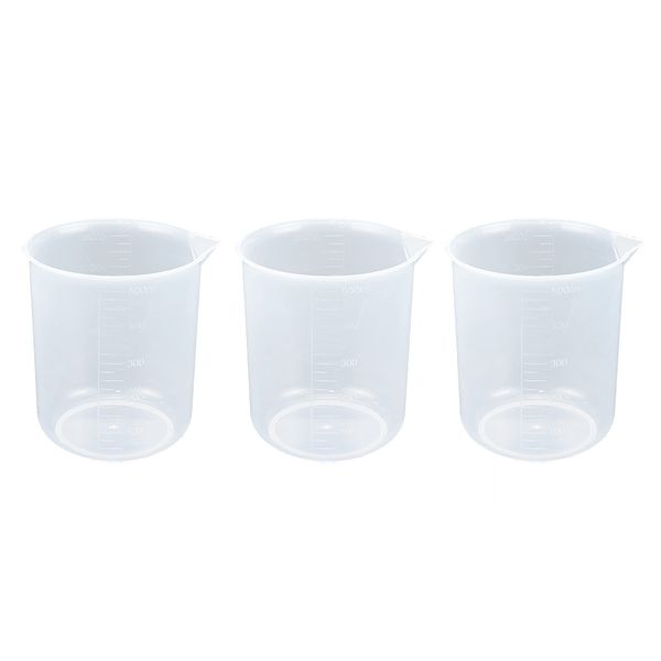 Antrader Kitchen PP Measuring Cup Scientific Plastic Graduated Beaker Transparent 500ml, 3-Pack