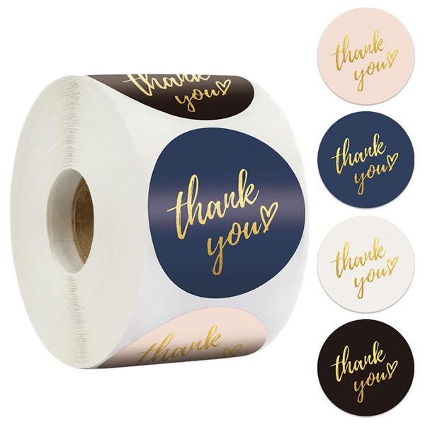 1 Roll Of 500 Pieces With 4 Colors Of Gilded Round Thank You Baking Sticker Labels, 1.5 Inches Of Thank You Stickers For Envelope Seals, White Stickers For Wedding, Birthday, Party Gift Bags (white)