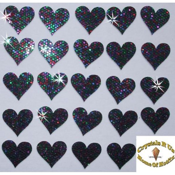 2 Packs = 48 Fabric Sequin 20mm Hearts Iron-On