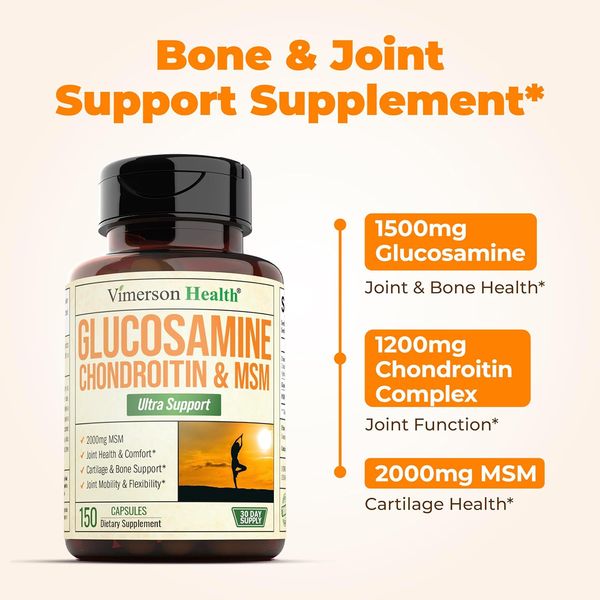 Glucosamine Chondroitin MSM Joint Support Supplement with Glucosamine Sulfate...