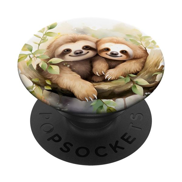 Sloth and Baby Sloth Watercolor PopSockets Standard PopGrip