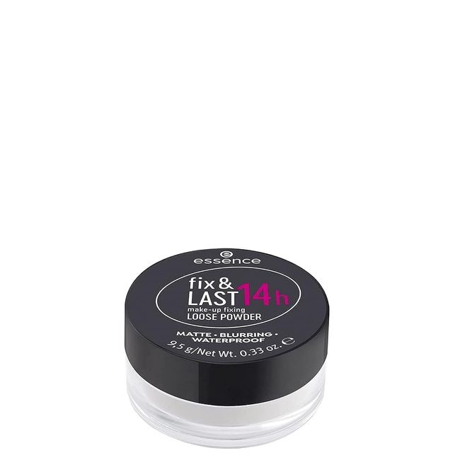 essence fix & LAST 14h make-up fixing LOOSE POWDER, Puder, transparent, fixierend, langanhaltend, glanzabsorbierend, matt, vegan, wasserfest, Mikroplastik Partikel frei (9,5g)