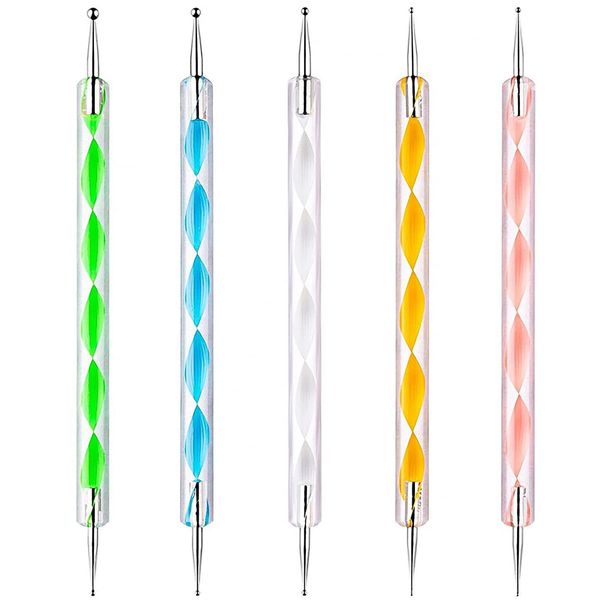 5pcs Penne Double Sided Punteggia Nail punteggia Detailing Pen Manicure Kit Per Argilla Sculpting Chiodo Di Arte