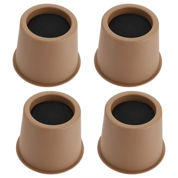 BSTKEY Set of 4 Pieces 7.6cm Round Bed Risers Chair Risers Desk Risers Table Risers Sofa Riser Circular Furniture Risers Lifts, Brown