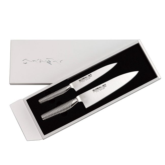 GLOBAL-IST IST-A01 All-Purpose Knife Set, Japanese Model, Extra Edge, Made in Japan, Stainless Steel, Universal 2-Piece Set