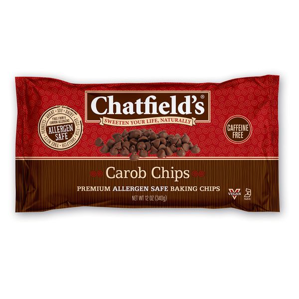 Chatfield's Carob Chips Unsweetened - Allergen-Free Substitute For Chocolate Chips (Pack of 4)