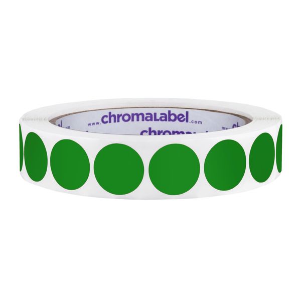 ChromaLabel 0.75 Inch Round Label Permanent Color Code Dot Stickers, 1000 Labels per Roll, Green