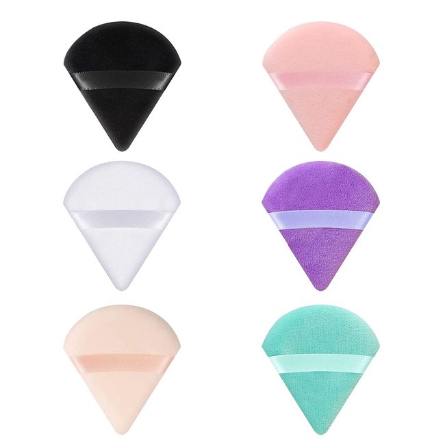 Luckious Brand 6 PCS Reusable Triangle Powder Puffs: Versatile Velvet Puffs for Effortless Makeup Application - Triangle Velvet Powder Makeup Puff Makeup Applying Puff