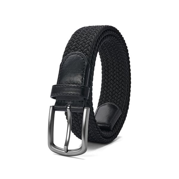 PlusZis Mens Belt,Elastic Belt Stretch,Braided Woven Casual Belt 1 3/8",With Gif Box.