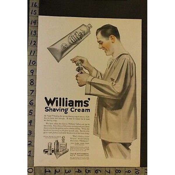 1916 WILLIAMS SHAVING CREAM HEALTH BEAUTY HOUSEHOLD HOME DECOR ART AD 23920*