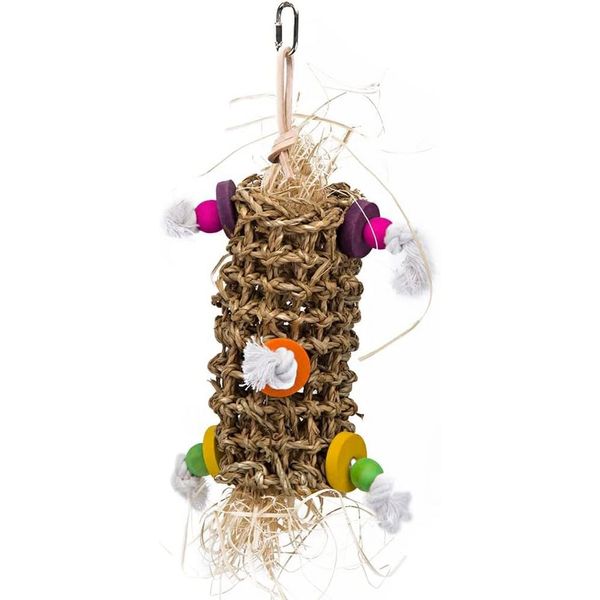 Penn-Plax Bird-Life Natural Weave Kabob Bird Toy – Made of Seagrass Fiber and Wooden Blocks – 12” for All Breeds