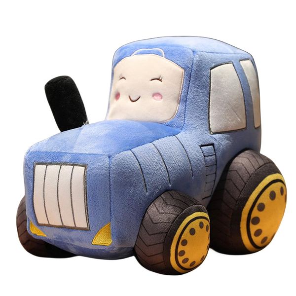 XIYUAN Car Plush Tractor Stuffed Cushion Truck Toy Super Cute Car Plush Pillow - Soft Plush Toy for Little Boys, Girls, Babies and Toddlers - Great Gift (Blue)