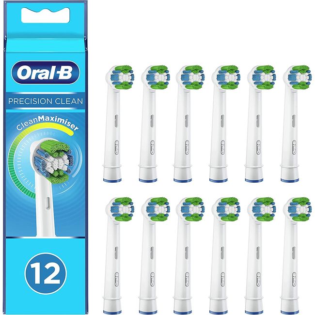 Oral-B Precision Clean Electric Toothbrush Head with CleanMaximiser Technology, Excess Plaque Remover, Pack of 12, White