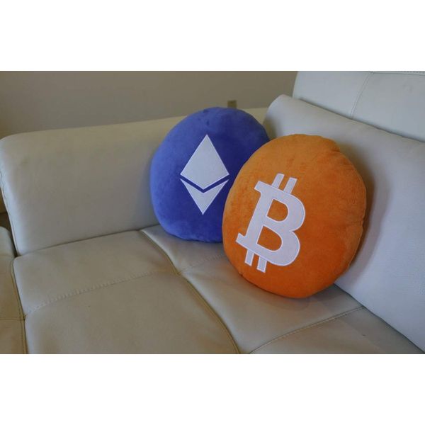 Ethereum Pillows - Embroidered Round Stuffed Plush Crypto Pillow ETH