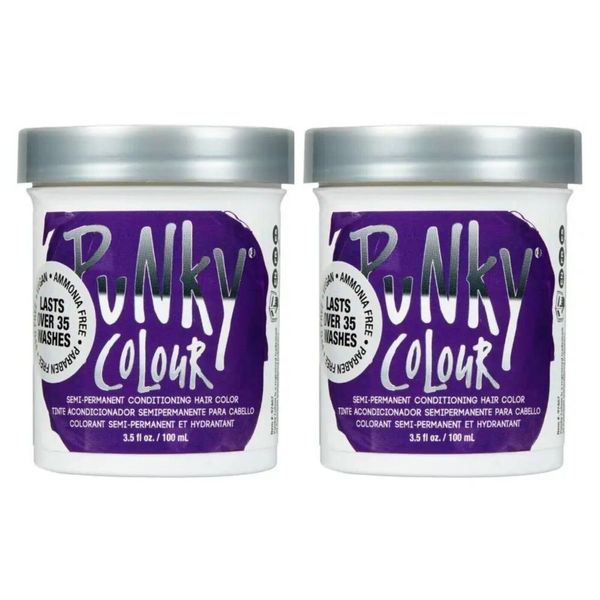 PUNKY COLOUR Semi-Permanent Conditioning Hair Color Plum 3.5oz 2pc Bundle