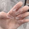Set of 24 Nail Tips with Double-Sided Adhesive Tape for Cat Eye Stone Nail Crystal Glitter Coming-of-Age Ceremony Nails