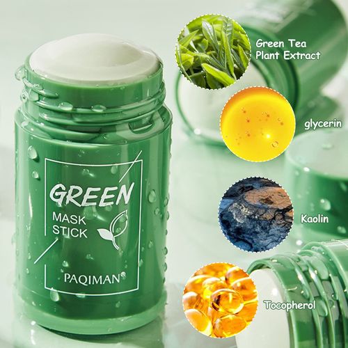Maschera Stick al Tè Verde, 2 Pack, Green Tea Mask Potente All'Argilla, Purificante, Rimozione Dei Punti Neri, Lieve e Non Irritante