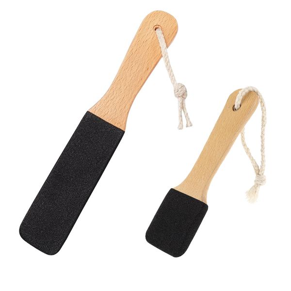 2PC Foot File Pumice Stone and Callus Remover,Foot Rasp Pumice Stone for Feet,Foot Scrubber with Wooden Handle,Exfoliator Pedicure Tool for Dead Skin,Foot Cracked Heels,Hard Skin