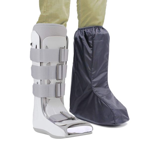 ARUNNERS Walking Boot Cover for Medical Brace Orthopedic and Fracture Cast with Integrative Slip-Resistant Rubber Sole (Black, Tall, Medium)