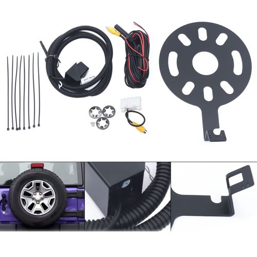 Rear View Backup Camera Kit w/Spare Tire Bracket 170° for Jeep Wrangler JK 2007 2008 2009 2010 2011 2012 2013 2014 2015 2016 2017 2018