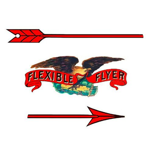 FLEXIBLE FLYER DECAL WATER SLIDE, EAGLE /SLED LASER PRINTED WHITE BACKING