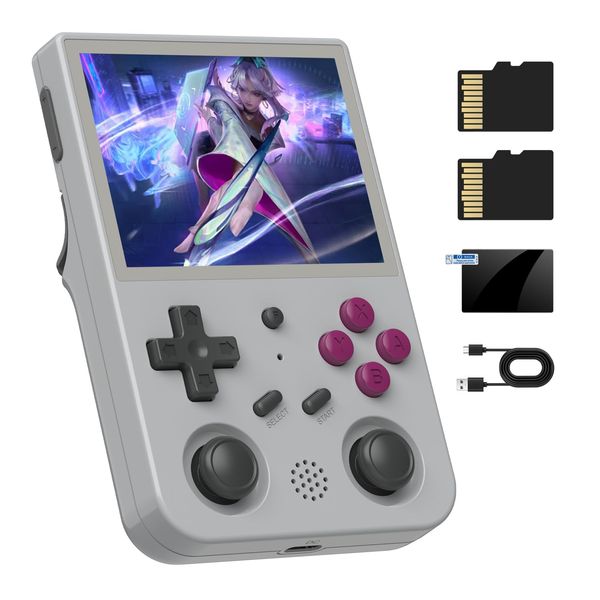 RG353VS Retro Linux System Video Handheld Game Console 3.5" IPS Screen RK3566 64bit Game Player 64G TF Card Built-in 4450 Classic Games Bluetooth 4.2 and 5G WiFi