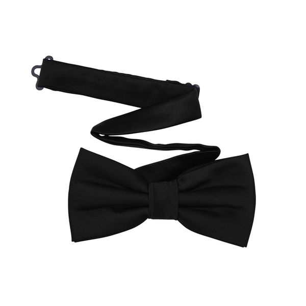 TINYHI Men's Pre-Tied Satin Formal Tuxedo Bowtie Adjustable Length Satin Bow Tie Black One Size