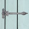 Black Cast Iron Spear Hinges Leaf Design Pair - 12 Inch