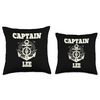Captain Lee Anchor and Ship Wheel Nautical Graphic Design Throw Pillow