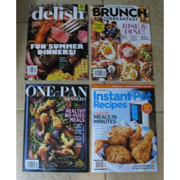 Lot 4 Magazines: Delish +Brunch & Breakfast +One-Pan Dinners +Instant Pot Recipe