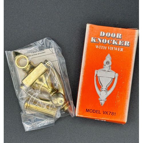 Brass Door Knocker w/Eye Viewer NOS 4.25" w/Hardware and Instructions NIB
