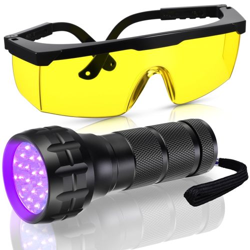 Tellegloww Air Conditioner Leak Detector Tool AC Leak Automotive Kit UV Light Oil Dye Detection with Protective Glasses for Dog/Cat Urine, Dry Stains, Bed Bug, Resin Curing(Conventional)