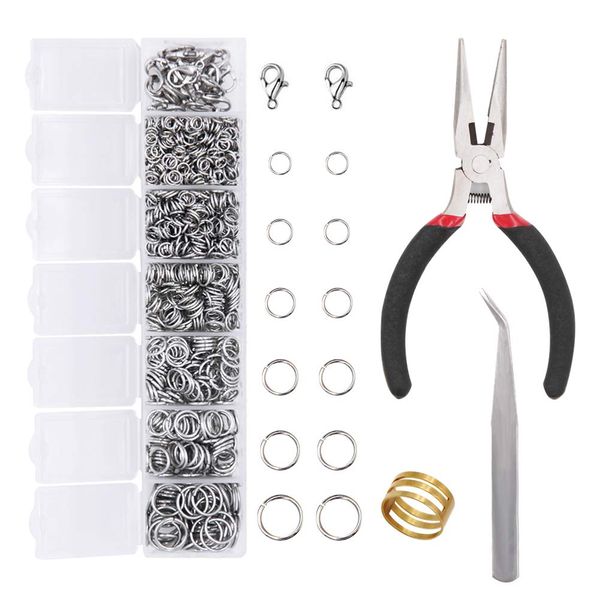 EuTengHao 1504pcs Open Jump Ring and Lobster Clasps Kit Jewelry Repair Tools Jewelry Making Supplies Kit with Jewelry Making Accessories for Necklace Making Repair (Silver)