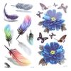 ULTNICE Temporary Tattoo Stickers Rose Peony Flower Phoenix 3D Feather Butterfly Flash Tattoo 8 Sheets