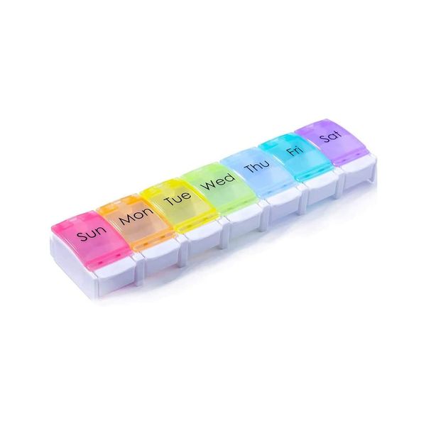 Pill Boxes 7 Day Portable Storage Box Weekly Organizer to Hold Vitamins, Cod Liver Oil, Supplements and Medication for Travel Work