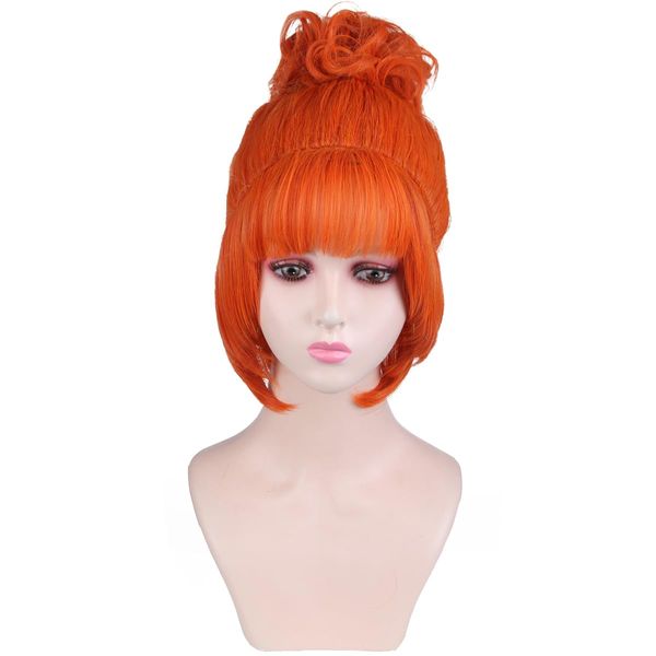 PATTNIUM Orange Wig with Bangs for Women Short Orange Red Wig Cosplay Synthetic Wig