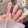 Wabeko Nail Parts Heart Shaped About 100 Pieces Plump Clear Aurora 3D DIY Multicolor Nail Stone Glitter Nail Set 5mm 6mm with Case