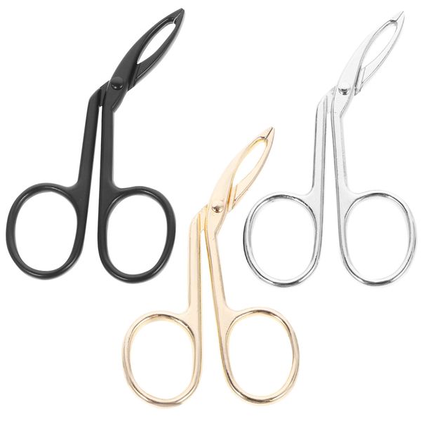 Minkissy 3pcs Augenbrauen Pinzetten Schere Form Edelstahl Nasenhaar Gesichtshaare Haarentfernung Tragbar Make Up Werkzeug Erwachsene Frauen Männer Golden Schwarz Silber