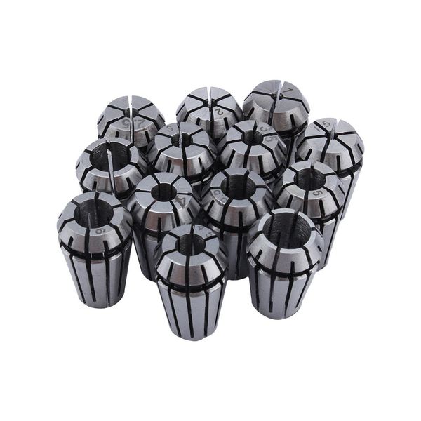 ER11 Collet Set, 13PCS/set Spring Collets CNC Milling Engraving Machine Tools Gripping Range 1MM to 7MM Made of High Grade 1065 Carbon Steel