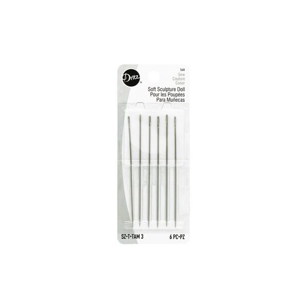 Dritz 56D Doll Hand Needles, Soft Sculpture, 3-Inch (6-Count),Nickel