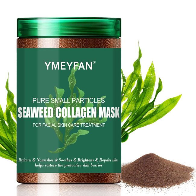 YMEYFAN Natural Seaweed Face Mask Powder, Algae Seed Mask for Hydrating Purify Anti-Acen Deep Clean Pore, Vegan Facial Mask Skincare for Women Beauty Salon Spa, Cover Use of Jelly Mask (500G/17.6oz)