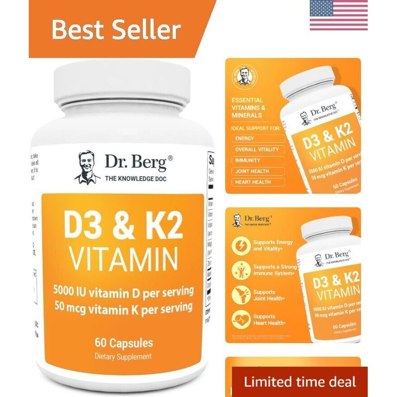 Dr. Berg Vitamin D3 K2 5,000 IU Capsules with MCT and Bile Salts - 60 ...