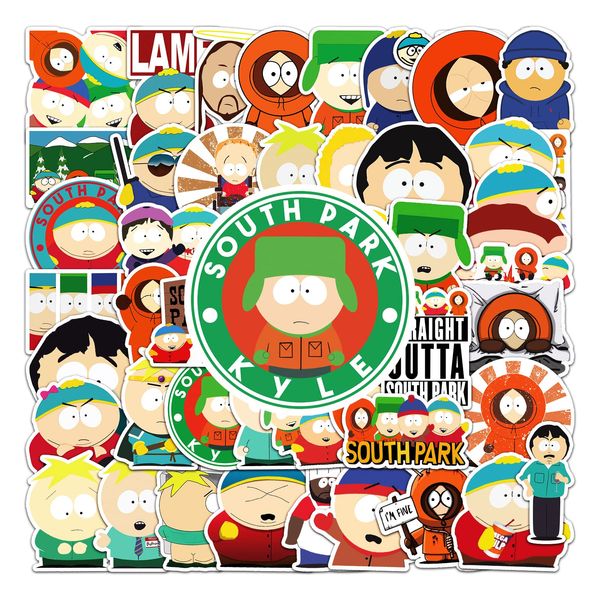 South Park Aufkleber 50 Stück Vinyl Cartoon Animation Aufkleber für Laptop Waterbottle Fahrrad Scrapbook Skateboard Gitarre Travel Gepäck Auto Motorrad,Party Geschenk für Kinder Teens Erwachsene